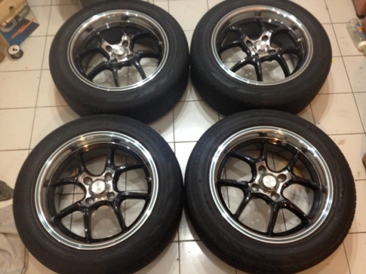 ขายแม็กซ์มือ2 สีดำขอบเงา ขอบ15 4/100+ ยางปี10 ราคา8,900 บาท ราคาถูก