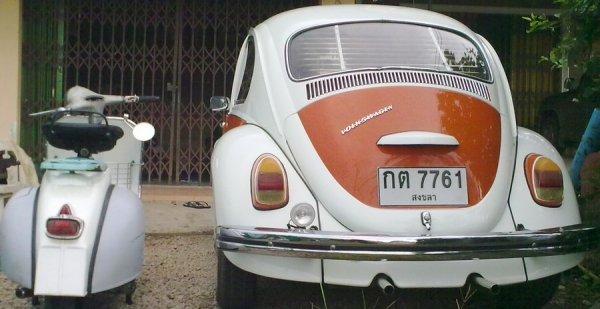 ขายรถโฟล์คเต่าสีขาวส้ม70