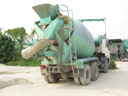 รถโม่ HINO สีเขียว น้ำเงิน บรรทุก (คอนกรีตผสมเหลว) ระบบ น้ำมัน รถโม่ HINO สีเขียว น้ำเงิน บรรทุก (คอนกรีตผสมเหลว) ระบบ น้ำมัน