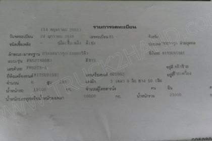 รถบรรทุกดั๊ม 10 ล้อ 2 เพลายี่ห้อ MITSUBISHI รุ่น FM527M