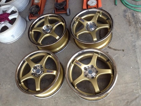 เเม็กมือสอง circlar spec R ขอบ17 สีทองขอบสเเตนเลส 5รู114