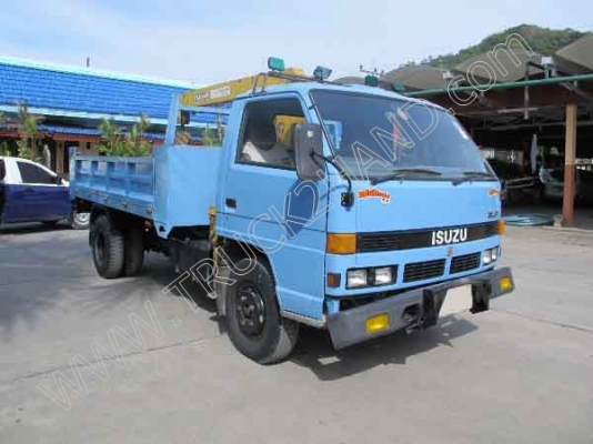 รถบรรทุกดั๊มพร้อมติดเครน ยี่ห้อ ISUZU รุ่น NPR 110 แรงม้า ติดเครน 2 ตัน (มีภาพ VDO ประกอบ)