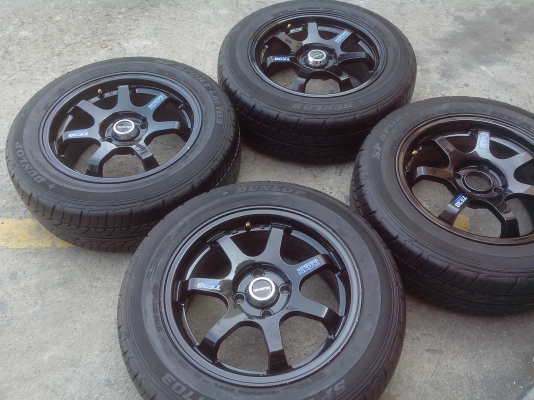 ขายแม็ก15 te38 พร้อมยาง195 60 15 กว้าง6.5 ยางปี12 95\% ขาย12000