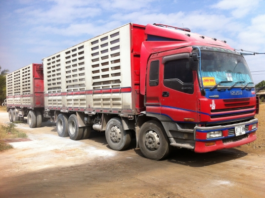 ขายรถพ่วง 24 ล้อ 2 เพลา แม่-ลูก กระบะเหล็กคอกเกษตรไม่ดั้ม ISUZU GIGR 6WA1 ปี.54-55 รถสวย พร้อมใช้
