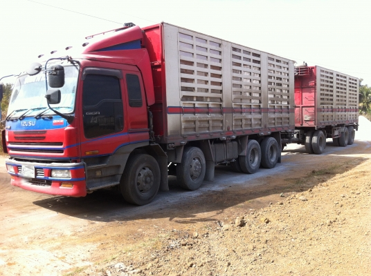 ขายรถพ่วง 24 ล้อ 2 เพลา แม่-ลูก กระบะเหล็กคอกเกษตรไม่ดั้ม ISUZU GIGR 6WA1 ปี.54-55 รถสวย พร้อมใช้