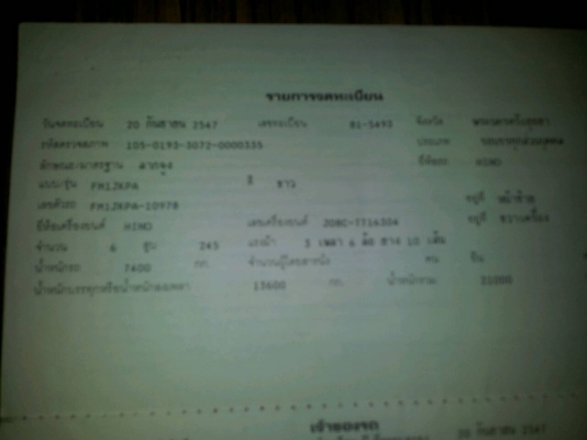 รถบรรทุก HINO 10 ล้อ ปี 47 ราคา 1,300,000 บ.