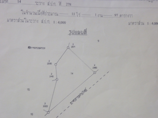 ขายที่ดินถูก  11ไร่ 2งาน