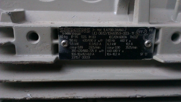 Sell> มอเตอร์มือสอง Siemens 3 เฟส 7.5 แรง 380V. 2925RPM. เดินนิ่ม เงียบกริ๊บ นครปฐมครับ