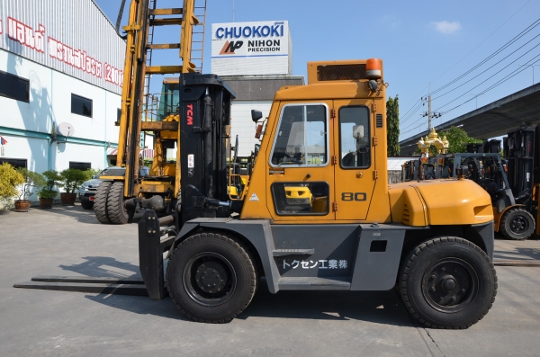 ขาย Tcm FD80-9 ดีเซล Mitsubishi S6K ออโต้ 8 ตัน เสาสูง 3 เมตรฟอร์คสไลด์