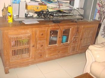 ตู้โชวตู้วางทีวีไม้สักทอง top marble