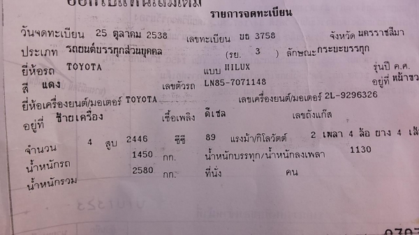 **118,000 บ.ต่อรอง**ขายกระบะแค็ปราคาเบาๆTOYOTA ไมตี้เอ็ก ปี38/95 (ขยายแค็ปมา) เครื่องเดิม แน่นแรงดี ช่วงล่างดีคัสซีดี กระบะดีมีพื้นปูกระบะ หัวเก๋งสวยภายในดีคอนโซลครบ แอร์ พ.ธรรมดา ยางดี4เส้น พร้อมใช้ พร้อมลุยงาน ทะเบียนเต็ม เอกสารครบ ราคาต่อรองได้เด้อ พี่