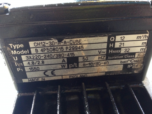 ขายปั้มน้ำหอยโข่ง Grundfos 2 HP. 380 V สภาพสวย วิ่งนิ่ม