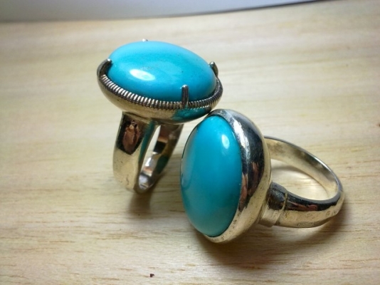 แหวนเงินพลอยเทอร์คอยส์สีฟ้า2วง แหวนเงินพลอยเทอร์คอยส์สีฟ้า2วง