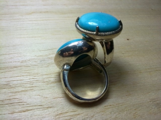 แหวนเงินพลอยเทอร์คอยส์สีฟ้า2วง