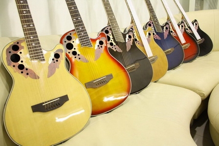 กีต้าร์โปร่งหลังเต่าไฟฟ้าฉลุ Vivid 38 นิ้ว รุ่น OV-53C มีหลายสี ของใหม่ หน้าเงาสวยมาก