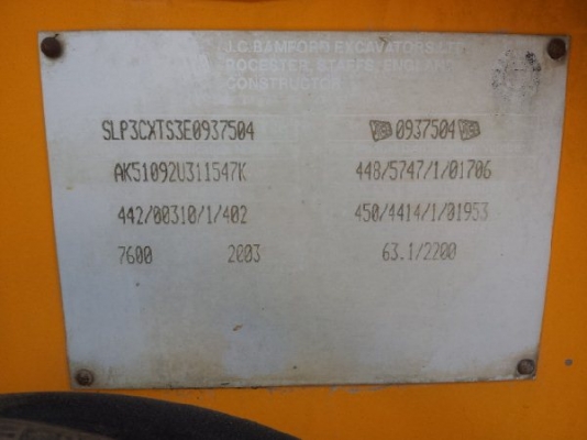 JCB3CX # SLP3CXTS3E0937504 ปี 2003 T. กุ้ง:TOS:081306283