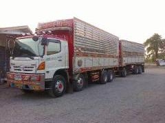 ขายรถ 24 ล้อพ่วงแม่-ลูกดัมพ์ HINO MEGA 380 แรงม้า 12 ล้อปี 2552 หางพ่วง 3 คานแท้กระบะอะลูมิเนียมคอกเกษตร ราคา 3200000