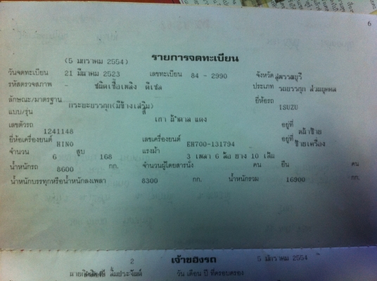 ISUZU หัวยาว (ลากคัสซี) เครื่อง EH700