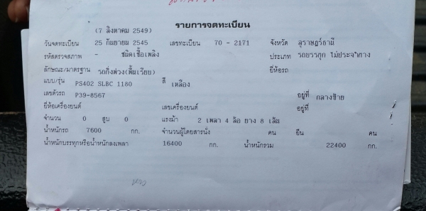 ขายโรเบทจากอู่พนัส 2 เพลา พร้อมใช้ เอกสารทะเบียน ประกัน ทุกอย่างมีครบ