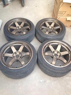 ขายล้อ TE37 ขอบ18 5/114  กว้าง9.5-10.5 งานเหมือน พร้อมยาง ถูกๆครับ