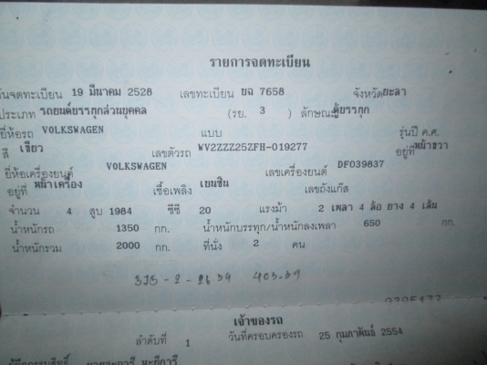 ขายโฟล์คตู้ VOLKSWAKEN - TRANSPORTER T3 ปี 1983