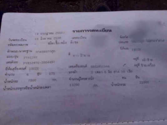 รถอีซูซุ 10 ล้อ รั้ว FVM 175 แรงม้า. ปี 36 สนใจติดต่อ 081 - 6079515