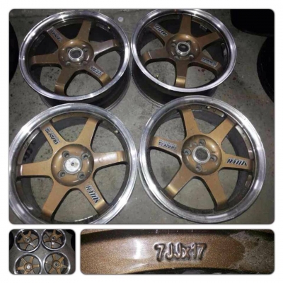 ขายแม็กมือ2 TE37 สีน้ำตาลขอบเงา ขอบ17 4 รู100 ราคา 6,900 บาทถูก