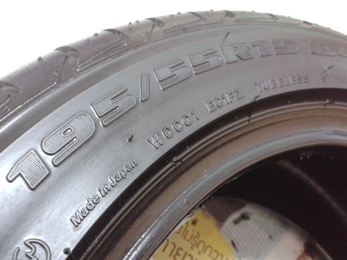 ยางซิ่งติดล้อยุ่นมา,195/55R15 Bridgestone RE01 หนึ่งคู่