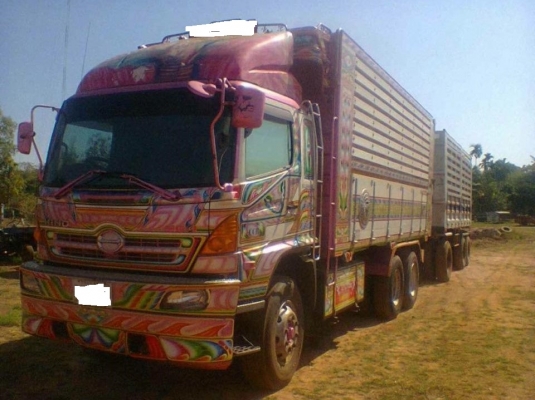 ขายรถสิบล้อ พ่วง hino 380 คอกเกษตรดั้ม พ่วงแม่ลูก แม่ดั้ม เนียม ลูก 3คานเหล็ก