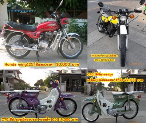 C70เครื่องเดิม เครื่องดรีม รถเดิมๆ รถหายาก Honda wing125เดิมๆ Yamaha DT100 SuZuki A80 C50K1ถังแยก C70K2 C90เครื่องค้มต้อมสต๊ารท์มือ รวมๆ17คัน.มีทะเบียนแท้โอนได้ทุกคัน TEL.081-412-7470