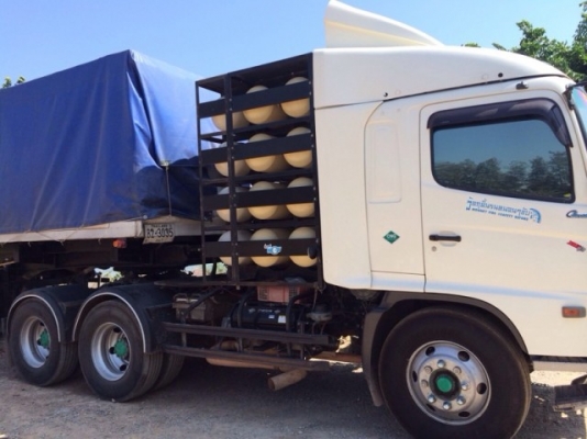 ขายรถสิบล้อหัวลาก HIno MEGa FM 260 ปี53  NGV แท้ โรงงาน + หางคอกเกษตร สามมิตร 2คาน