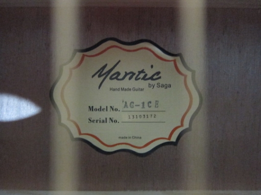 3,400.-กีต้าร์โปร่งเว้าไฟฟ้า Mantic 41 นิ้ว รุ่น AG-1CE สีไม้ด้าน EQ อย่างดี ของใหม่