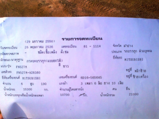 สิบล้อ MITSUBISHI FN527 MA -A28380 รถปี 36 195 แรงม้า