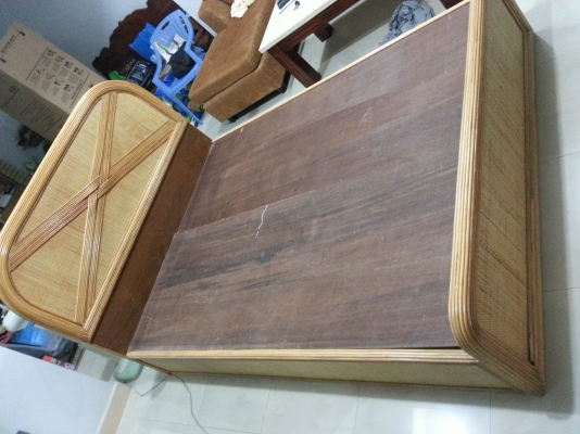 ขายเตียงหวายแท้พร้อมที่นอน ขนาด5ฟุต