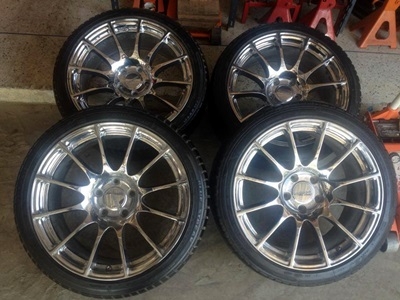 เเม็กProdriue ขอบ18 สีโครเมี่ยม 5รู114 กว้าง8.5 ออฟ40 พร้อมยาง