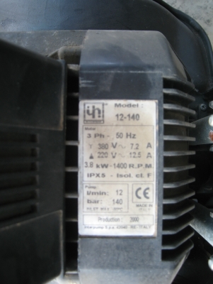 เครื่องล้างอัดฉีดแรงดันสูง  ใช้ไฟ3เฟส 380w  เก่านอก madein italy  3.8 kw 1400 R.P.M.