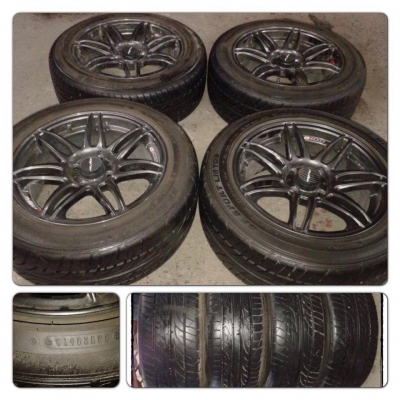 ขายล้อแม็กซ์มือ2 Lenso Project D Spec D ขอบ15 4รู100 + ยางปี13 ราคา 12,500 บาทถูก