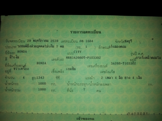 ขายซากพร้อมทะเบียนcity35000