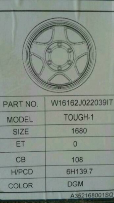 ขายล้อลาย Bradley 16x8 off 0  (ของใหม่)