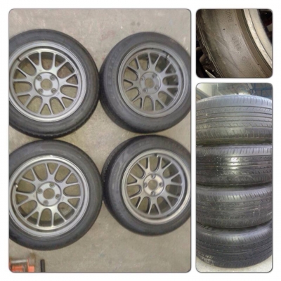 ขายแม็กมือ2 BBS BF1ขอบ15 กว้าง 8 4รู100+ยางปี10 ราคา 11,300 บาทถูก