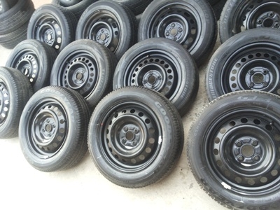 ขายล้อกะทะขอบ15 4/100 พร้อมยาง 3 ชุด