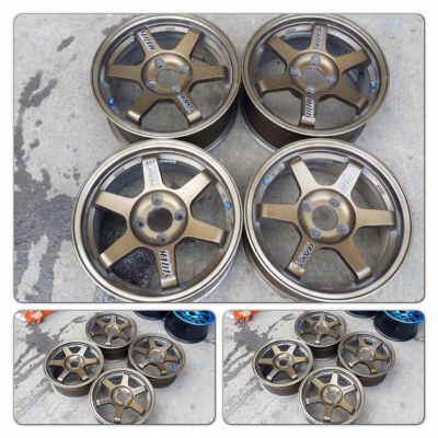 ขายแม็กมือ2 TE37 สีน้ำตาลไหม้ ขอบ 15 กว้าง 6.5 4 รู100 ราคา 7,500 บาทถูก