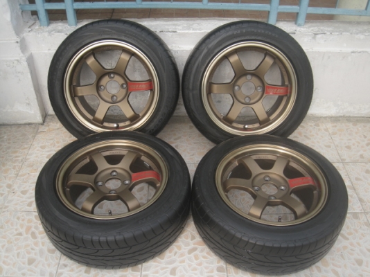 ขายล้อแม็กมือสอง TE37 SL 15"x7" et38 4รู100 +ยางยางผลิตสัปดาห์ที่10 ปี12 สนใจติดต่อเล็กคลองสามครับ (081-3747940)