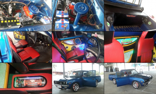 ขายดัทสันช้างเหยียบ 620 สีน้ำเงินสด ติดเครื่องเสียงและไฟแต่งสภาพสวยๆ ทะเบียนเต็ม