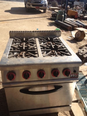 เตาแก๊ส 4 หัวสแตนเลสมีเตาอบงานนอก