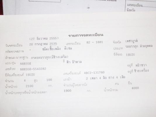 รถพร้อมใช้งาน   พร้อมบรรทุก  รุ่น NHR  100 แรงม้า