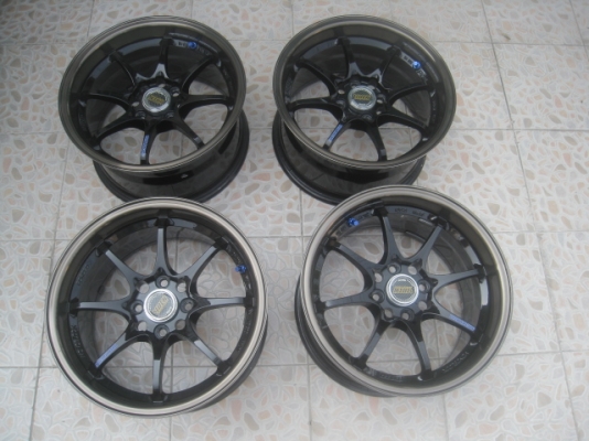 ขายล้อแม็กมือสอง ce28 15"x8" et25 4h100 งาน ssw สีดำเงาขอบชา สีเดิม สติ๊กเกอร์ครบ ติดจุ๊ปเรย์สีฟ้า   สนใจติดต่อเล็กคลองสาม (081-3747940)