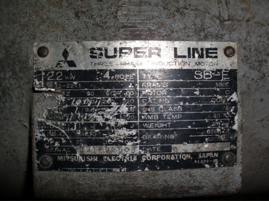 ขายมอเตอร์ไฟฟ้า Mitsubishi รุ่น SB-E 3แรงม้า 3phase