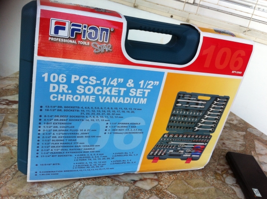 ชุดเครื่องมือ ประแจ+บล๊อค+ไขควง FION 106 ชิ้น