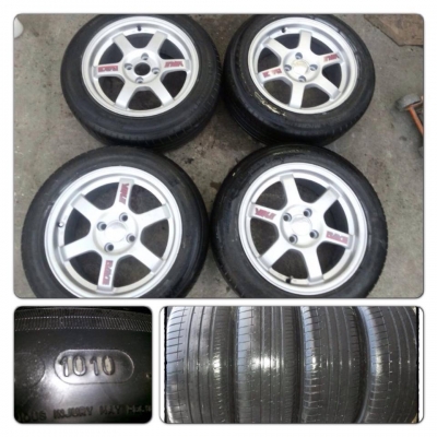 ขายล้อแม็กซ์ขอบ16 TE37 4รู100 + ยางปี12 ราคา 10,900 บาทถูก